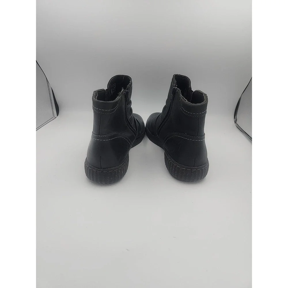Clark's Caroline Orchid Women's Black Leather Ruched Ankle Boots Size‎ 11